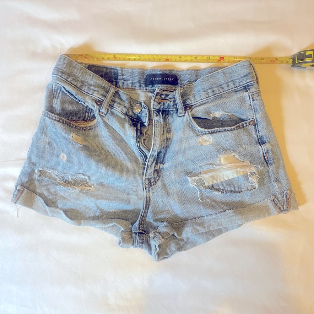 Aeropostale Blue Distressed Jean Shorts